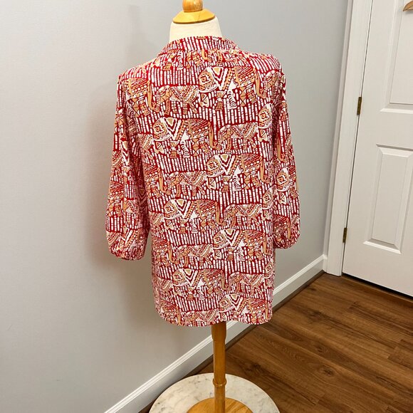 Jude Connally Red Elephant 3/4 Sleeve Tunic Top L - Picture 11 of 11